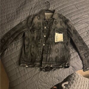 Men's Distressed Gray Denim Jacket